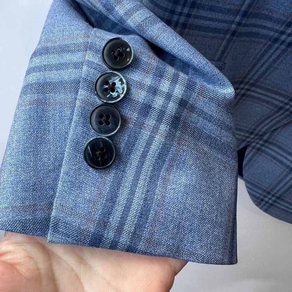 Paul Stuart Blue plaid wool sport coat, Size 54R